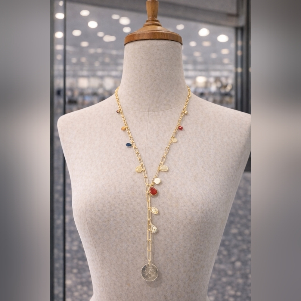Gold chain coin charm necklace